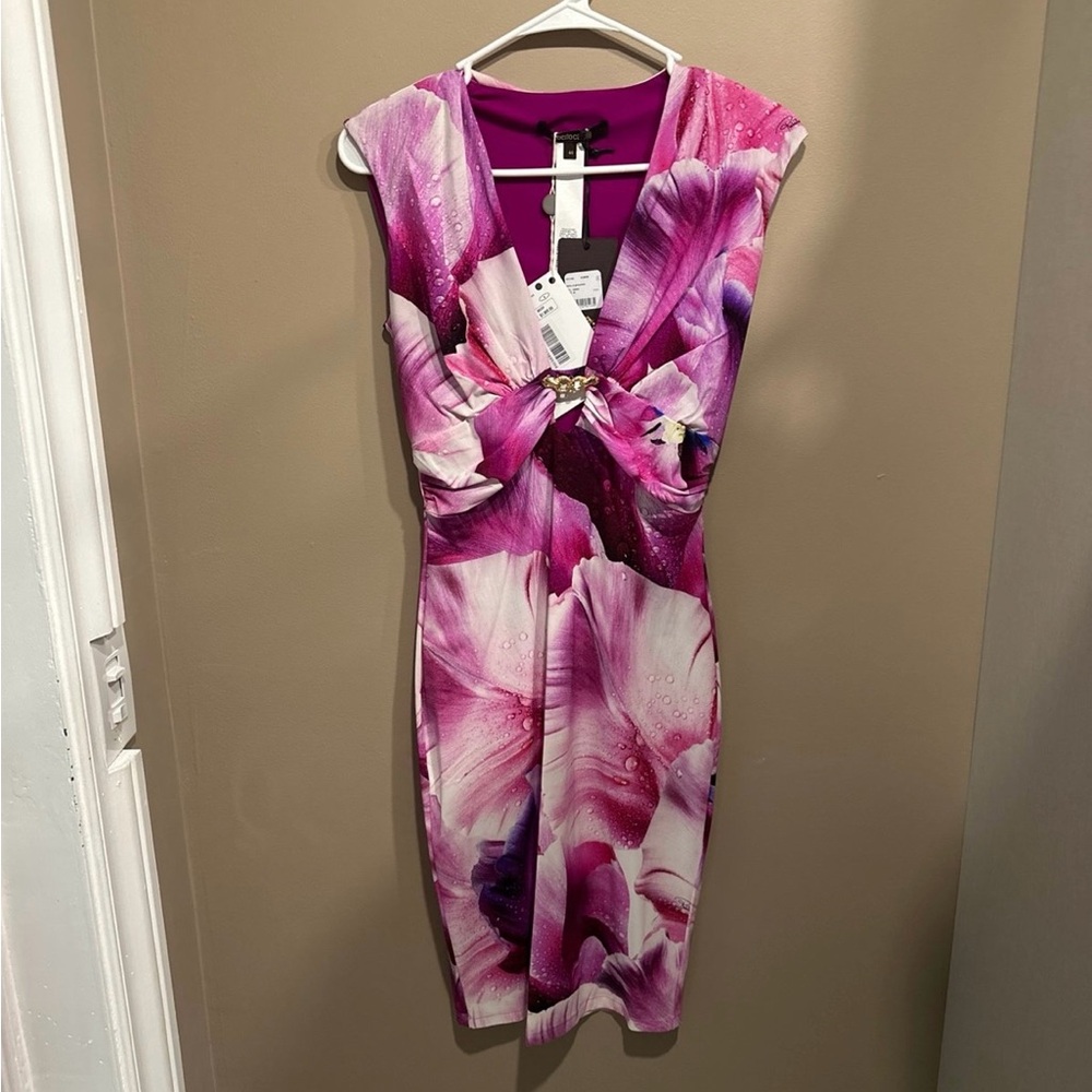 Roberto Cavalli Pink and Purple Midi Dress